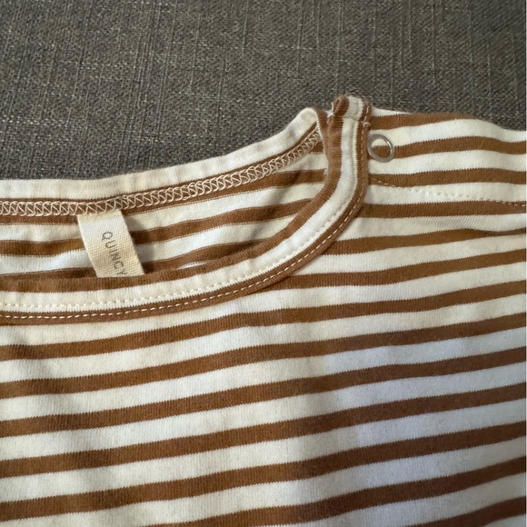 LS tee- Quincy Mae/ 4-5T/ brown white striped/ guc - Picture 2 of 2
